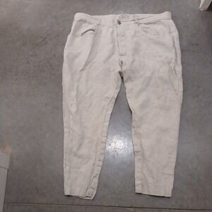 Alex Crane Cham Pants Men 38 x 26 fits 39" w. Tan Bone 100% Linen Straight Fly
